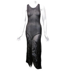 Jean Paul Gaultier Sheer Black Knit Drop Waist Dress