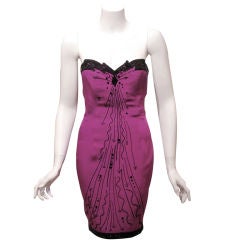 Fabrice 1980
s Purple Silk Crepe Cocktail Dress