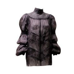 1980
s Laura Biagiotti Silk Puff Sleeved Blouse/Tunic