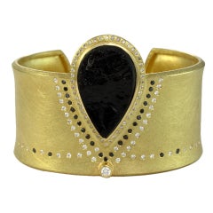 Superb Gold Cuff Bracelet with Black Tourmaline 
Diamonds