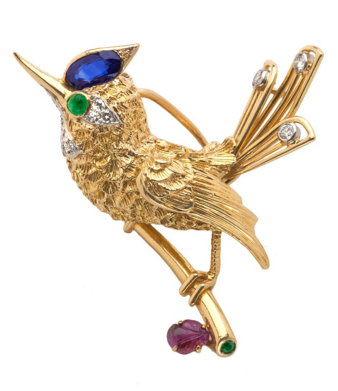 French Songbird Pin At 1stdibs