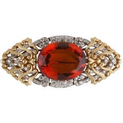 Madeira Citrine and Diamond Brooch by George Auger France