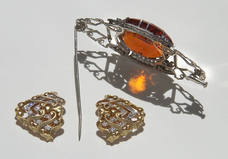 Madeira Citrine and Diamond Brooch by George Auger France For Sale 2