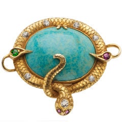 Amazonite and Gold Snake Pin