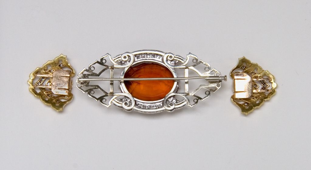 Madeira Citrine and Diamond Brooch by George Auger France For Sale 4