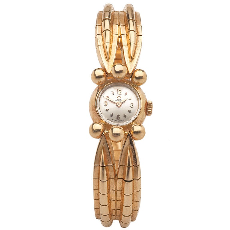 OMEGA Lady's Yellow Gold Bracelet Watch For Sale