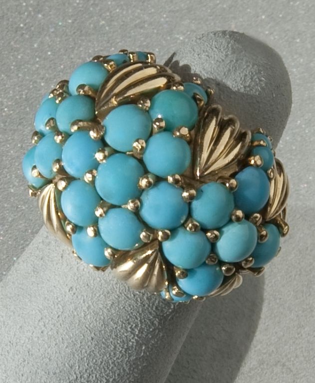 Women's Turquoise & Gold Ring