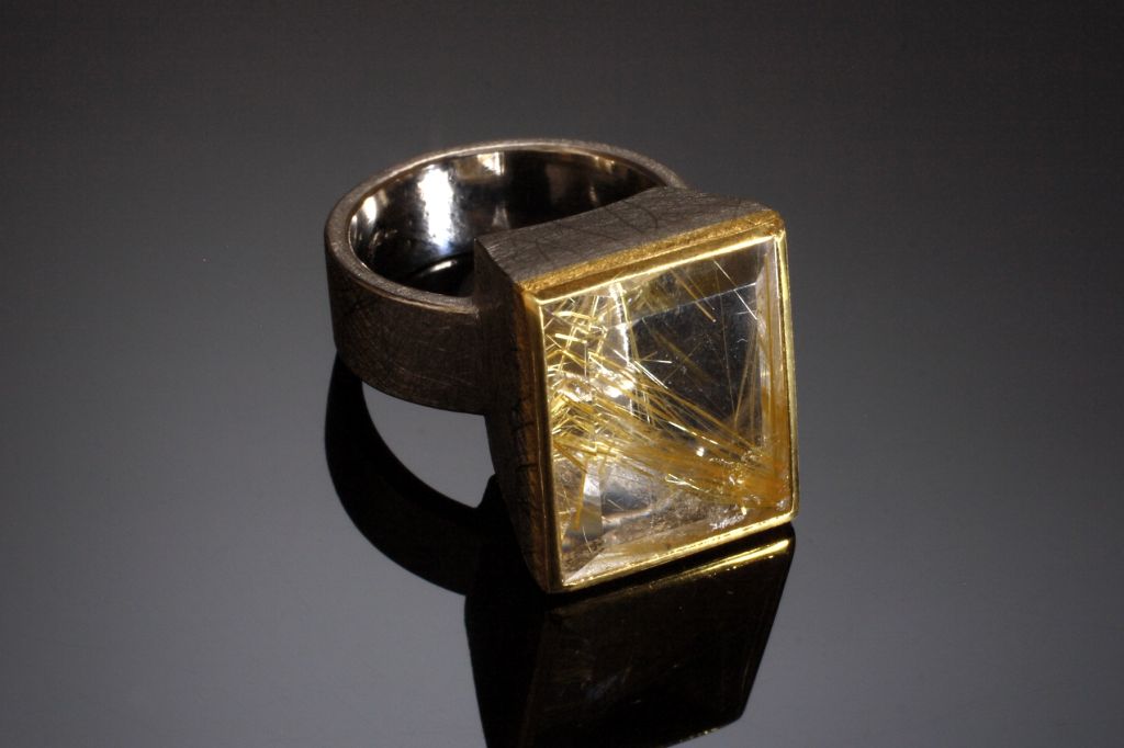 Rectangular Rutilated Quartz Ring