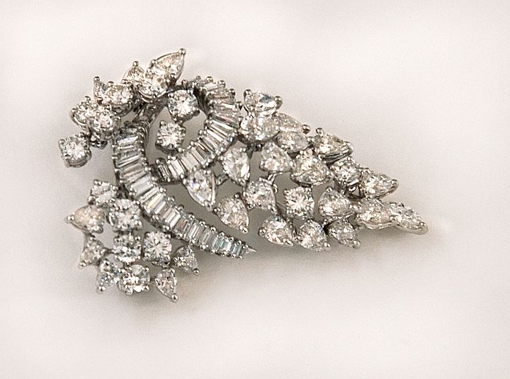 Diamond and Platinum Pendant Brooch