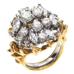 Diamond & Platinum Cocktail Ring in a Gold Jacket Enhancer