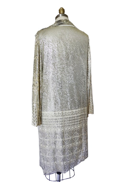 1920s Rare Assuit & Net Silver Flapper Coat In Excellent Condition In Rockwood, ON