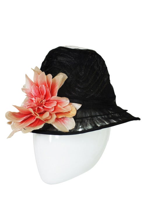 Wonderful Edwardian Net Hat with Flower at 1stdibs