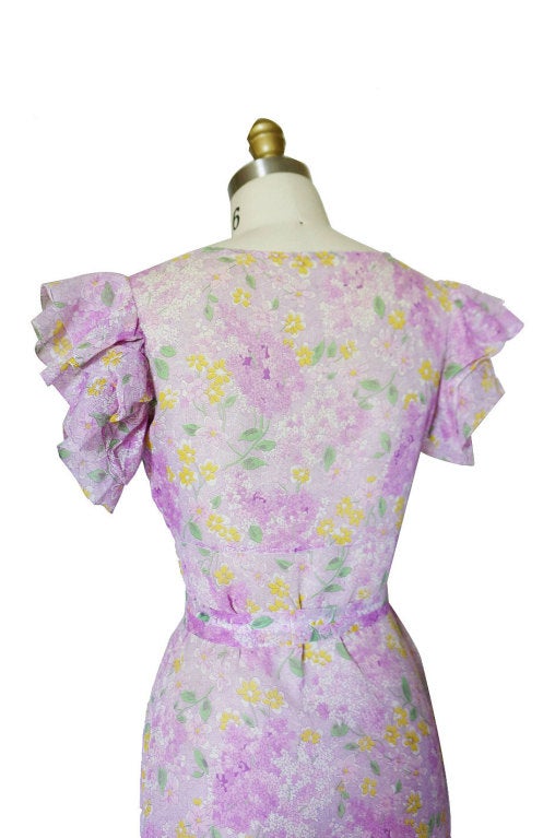 1920s Fine Cotton Crisp Voile Print Dress at 1stdibs