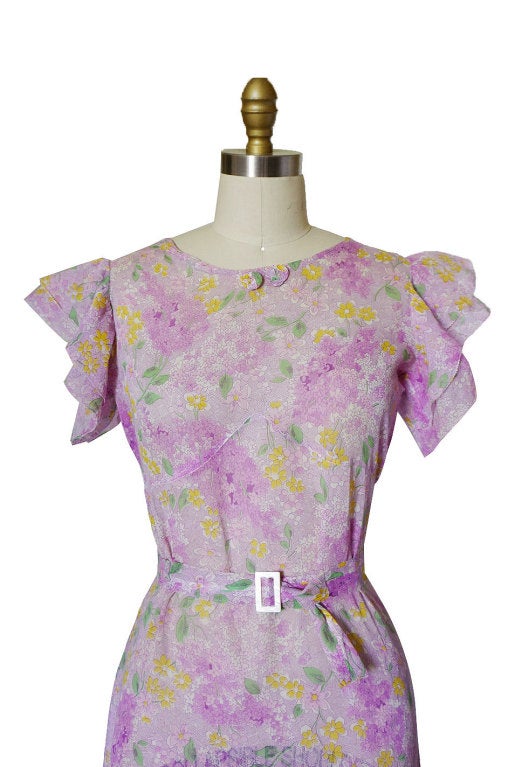1920s Fine Cotton Crisp Voile Print Dress at 1stdibs
