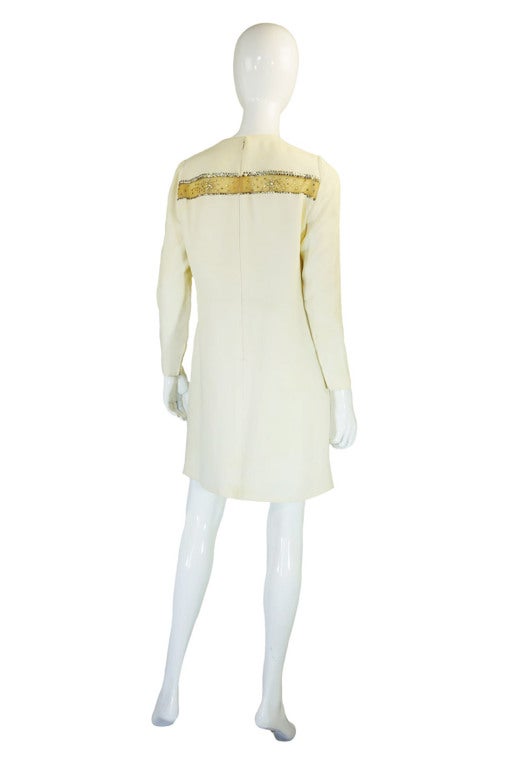 Women's 1960s Rhinestone Detail Teal Traina Dress For Sale