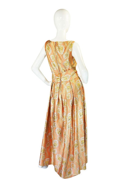 1950s Ceil Chapman Silk Brocade Gown 1