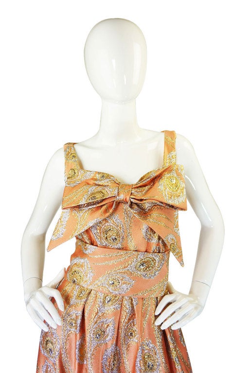 1950s Ceil Chapman Silk Brocade Gown 2