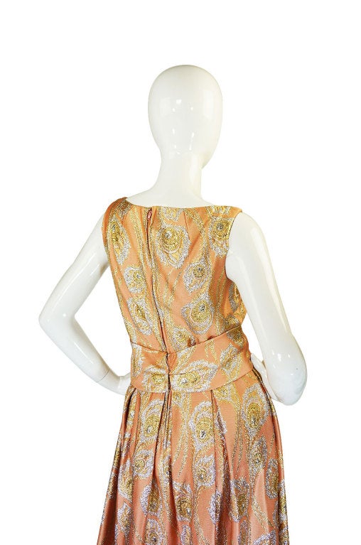 1950s Ceil Chapman Silk Brocade Gown 4