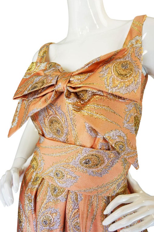 1950s Ceil Chapman Silk Brocade Gown 5