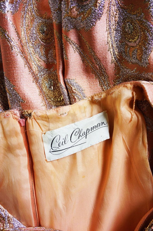 1950s Ceil Chapman Silk Brocade Gown 6