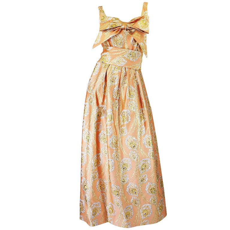 1950s Ceil Chapman Silk Brocade Gown at 1stdibs