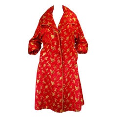 1950s Red & Gold Silk Brocade Coat