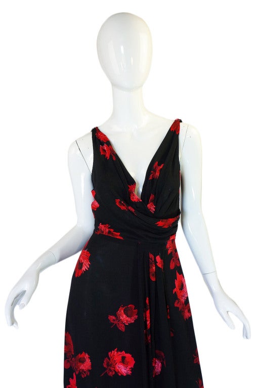 2005 Iconic Rose Print Prada Silk Dress 1