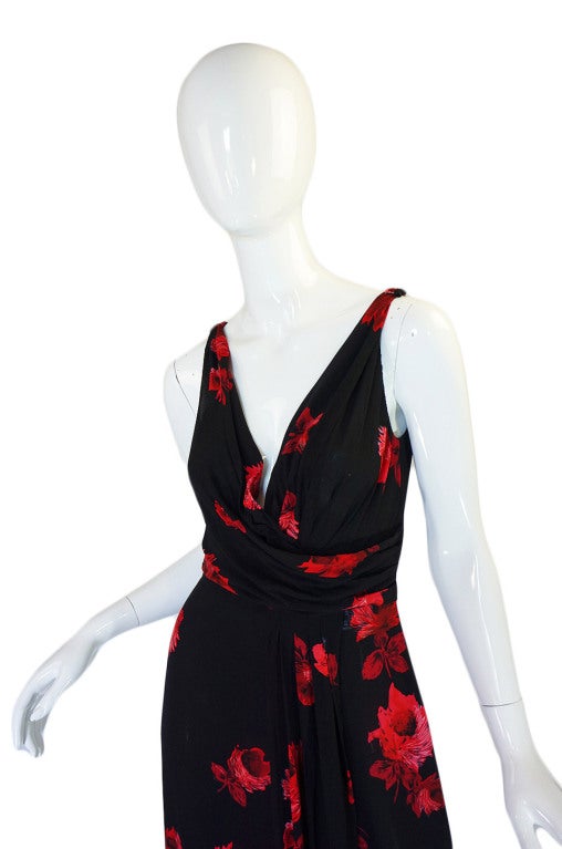 2005 Iconic Rose Print Prada Silk Dress 2