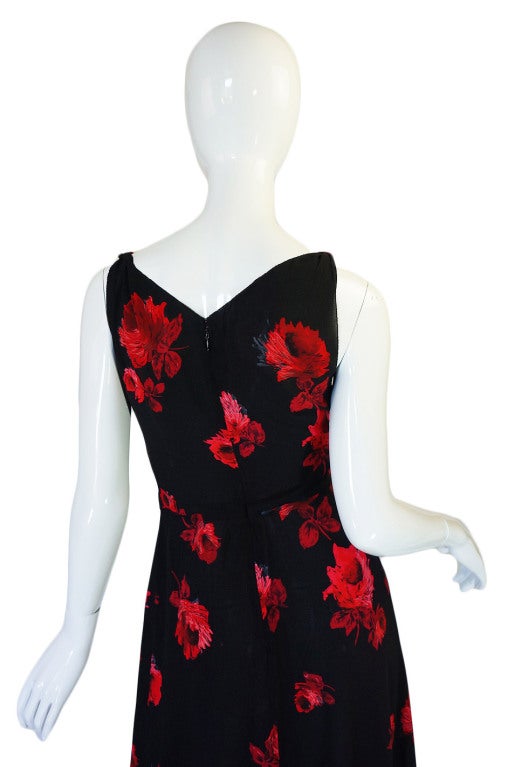 2005 Iconic Rose Print Prada Silk Dress 3