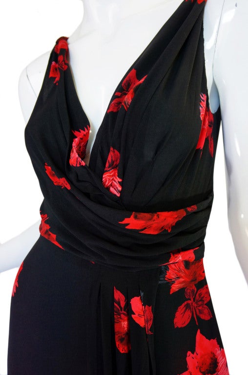 2005 Iconic Rose Print Prada Silk Dress 4