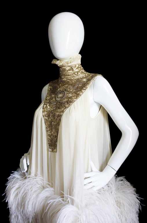 alexander mcqueen gold feather dress