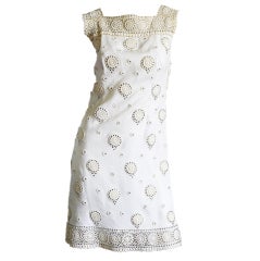 1960s Rhinestone Linen Nat Kaplan Dress