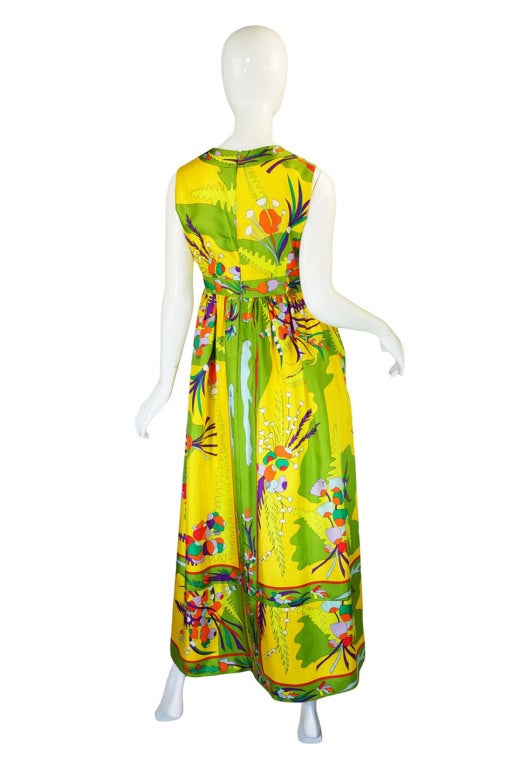 1960s Bessi Silk Printed Maxi Dress at 1stDibs
