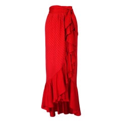 1970s YSL Flamenco Silk Skirt with Sash
