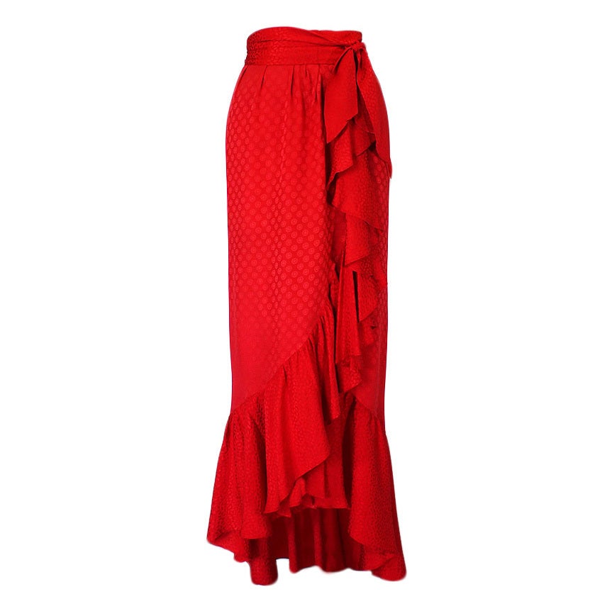 1970s YSL Flamenco Silk Skirt with Sash main image 0