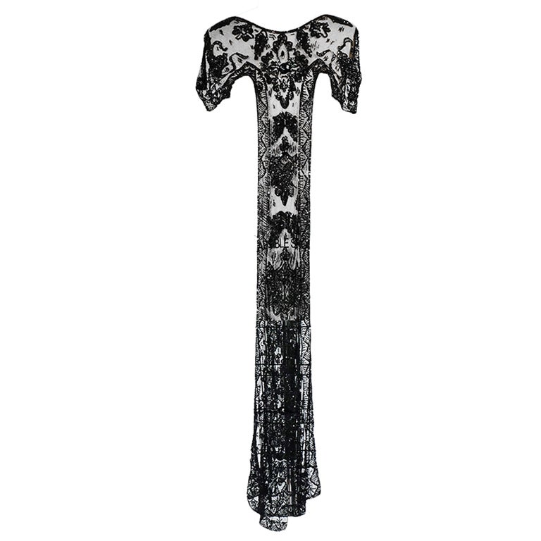 1920s Jet 
Sequin Tabard on Silk Net