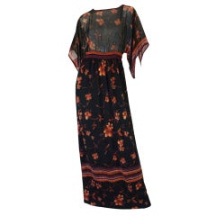 Vintage 1960s Goldworm Silk & Knit Caftan Dress