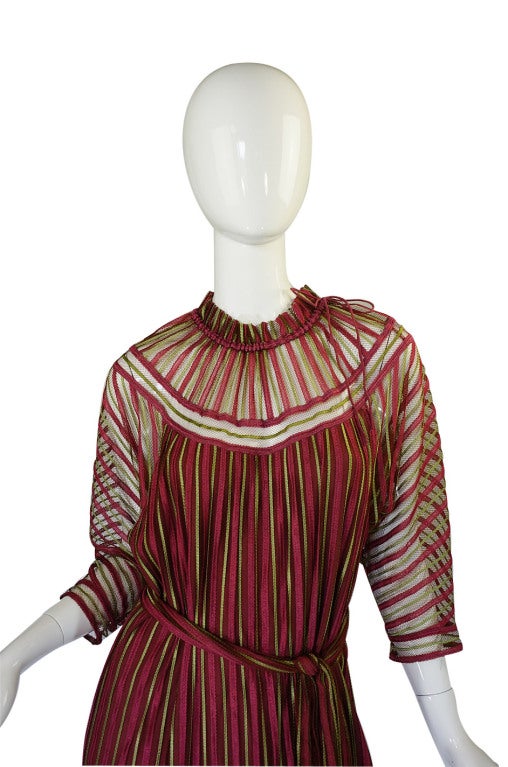 1970s Silk Net Janice Wainwright Dress For Sale 1