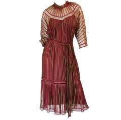 1970s Silk Net Janice Wainwright Dress
