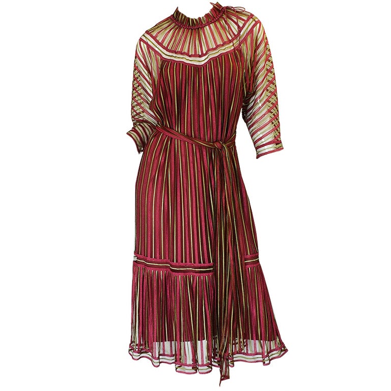 1970s Silk Net Janice Wainwright Dress For Sale