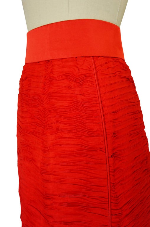1960s Sybil Connolly Pleated Linen Skirt 3