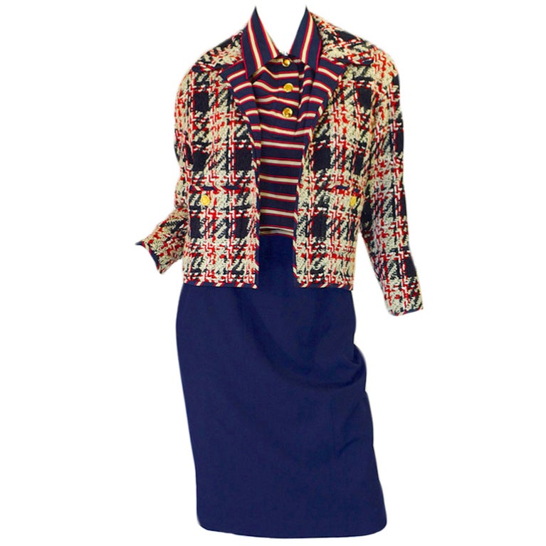 1970s Chanel Three Piece Boucle Suit