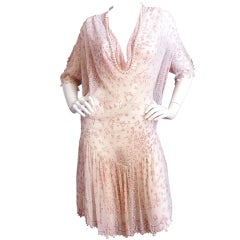 Vintage 1980s Pearl Edged Zandra Rhodes Dress