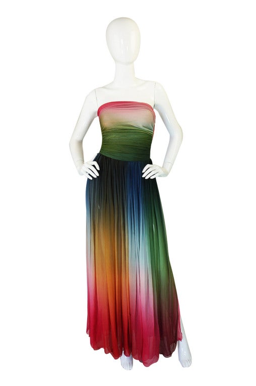 Women's 1970s Bill Blass Couture Ombre Gown