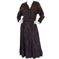 Vintage 1970s Koos Van Den Akker Print Dress
