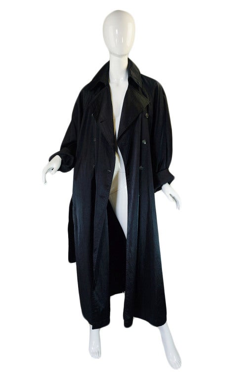 Women's 1980s Alaia Over-Size Black Trench Coat