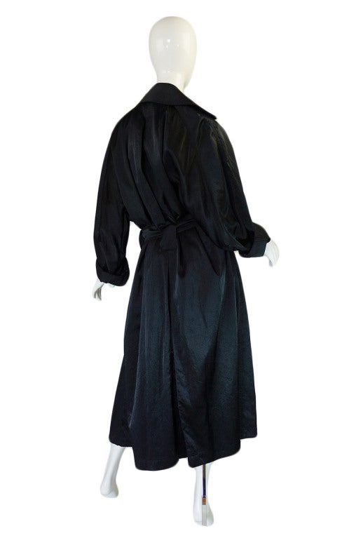 1980s Alaia Over-Size Black Trench Coat 1