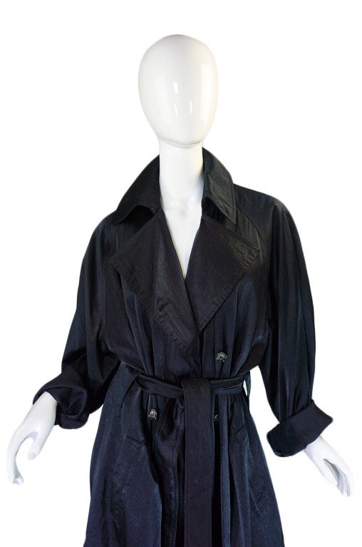 1980s Alaia Over-Size Black Trench Coat 2