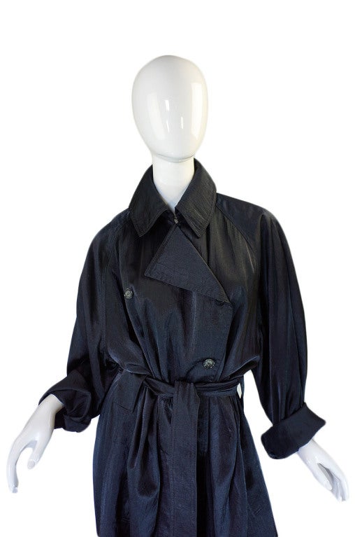 1980s Alaia Over-Size Black Trench Coat 3