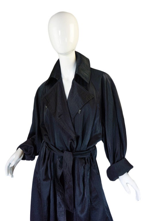 1980s Alaia Over-Size Black Trench Coat 4